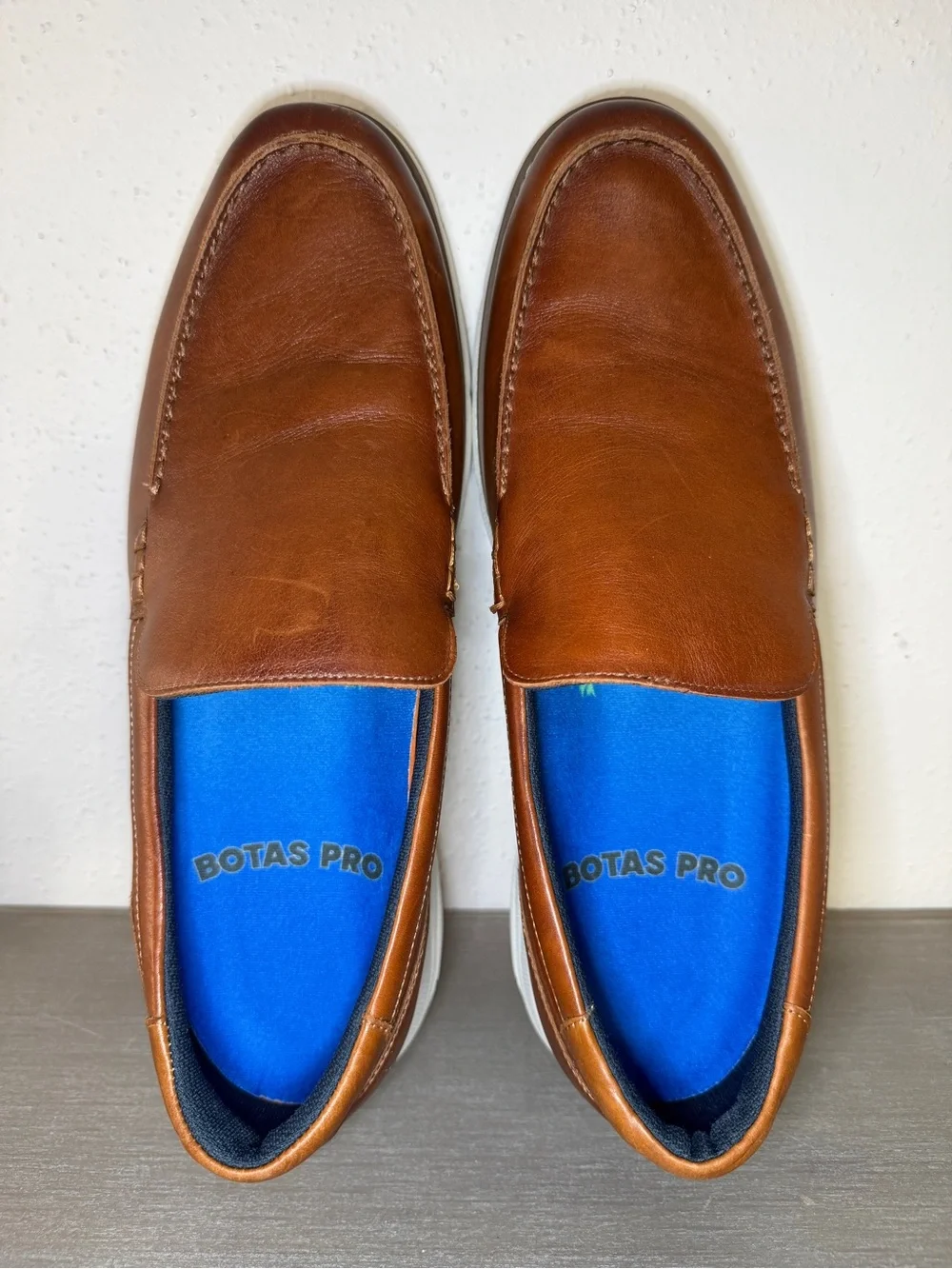 Men Florsheim Frenzi Toe Venetian Loafer Walking Shoes Cognac Leather Size 12W